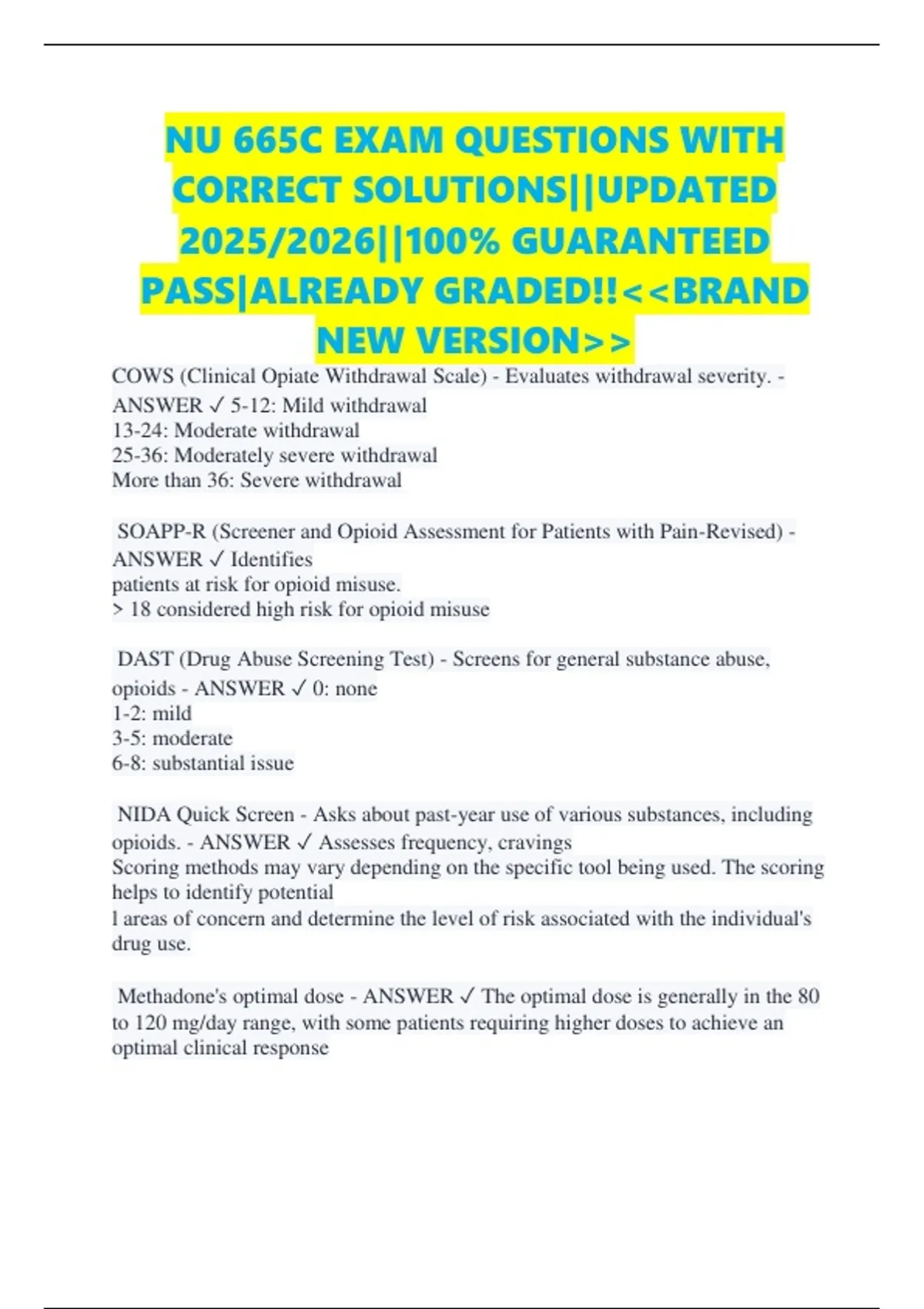 NU 665C EXAM QUESTIONS WITH CORRECT SOLUTIONS||UPDATED 2025/2026||100% ...