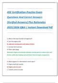 ASE Certification Practice Exam  Questions And Correct Answers  &lpar;Verified Answers&rpar; Plus Rationales  2025&vert;2026 Q&A &vert; Instant Download Pdf