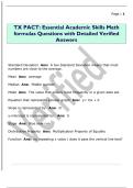 TX PACT&colon; Essential Academic Skills Math  formulas Questions with Detailed Verified  Answers