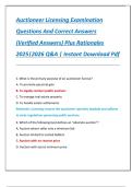 Auctioneer Licensing Examination  Questions And Correct Answers  &lpar;Verified Answers&rpar; Plus Rationales  2025&vert;2026 Q&A &vert; Instant Download Pdf