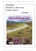 TEST BANK FOR Biochemistry&colon; A Short Course 5th Edition By &semi; Hines&comma; Justin K&period;&lpar; All Chapters Covered&rpar; Latest 2026
