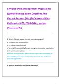 Certified Data Management Professional  &lpar;CDMP&rpar; Practice Exam Questions And  Correct Answers &lpar;Verified Answers&rpar; Plus  Rationales 2025&vert;2026 Q&A &vert; Instant  Download Pdf
