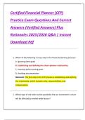 Certified Financial Planner &lpar;CFP&rpar;  Practice Exam Questions And Correct  Answers &lpar;Verified Answers&rpar; Plus  Rationales 2025&vert;2026 Q&A &vert; Instant  Download Pdf 