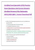 Certified Fund Specialist &lpar;CFS&rpar; Practice  Exam Questions And Correct Answers  &lpar;Verified Answers&rpar; Plus Rationales  2025&vert;2026 Q&A &vert; Instant Download Pdf 