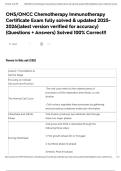 ONS&sol;ONCC Chemotherapy Immunotherapy Certificate Exam fully solved & updated 2025-2026&lpar;latest version verified for accuracy&rpar; &lpar;Questions &plus; Answers&rpar; Solved 100&percnt; Correct&excl;&excl;