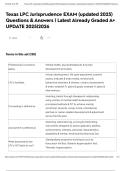 Texas LPC Jurisprudence EXAM &lpar;updated 2025&rpar; Questions & Answers &vert; Latest Already Graded A&plus; UPDATE 2025&vert;2026
