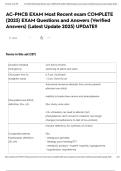 AC-PNCB EXAM Most Recent exam COMPLETE &lpar;2025&rpar; EXAM Questions and Answers &lpar;Verified Answers&rpar; &lpar;Latest Update 2025&rpar; UPDATE&excl;&excl;