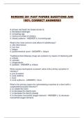 NURSING 201 PAST PAPERS QUESTIONS AND 100&percnt; CORRECT ANSWERS&excl;&excl;