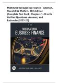 Multinational Business Finance &ndash; Eiteman&comma; Stonehill & Moffett&comma; 16th Edition &lpar;Complete Test Bank&comma; Chapters 1&ndash;18 with Verified Questions&comma; Answers&comma; and Rationales