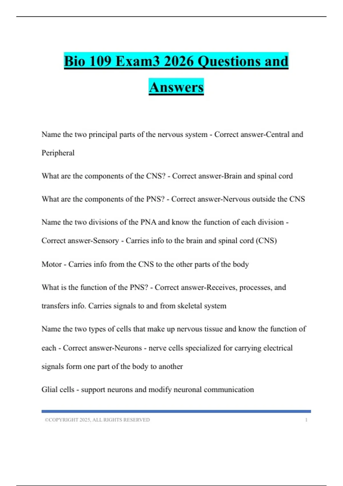 Bio 109 Exam3 2026 Questions and Answers - BIO 109 Lab - Stuvia US