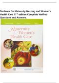 Test Bank for Maternity Nursing and Women&rsquo;s Health Care &ndash;11th edition&vert; Comprehensive Test Bank &lpar;Complete Verified Questions and Answers&rpar;