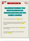 WALGREENS PHARMACY TECH PRACTICE EXAM ACTUAL 2025&sol;2026 QUESTIONS AND 100&percnt; CORRECT ANSWERS