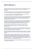 MKTG 482 Quiz 2 Questions and Answers 100&percnt; Solved