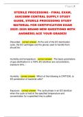 STERILE PROCESSING - FINAL EXAM&comma;  IAHCSMM CENTRAL SUPPLY STUDY  GUIDE&comma; STERILE PROCESSING STUDY  MATERIAL FOR CERTIFICATION EXAM  2025 2026 BRAND NEW QUESTIONS WITH  ANSWERS&vert; ACE YOUR GRADES&excl;