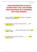 TCEQ WASTEWATER &lpar;CLASS D&rpar;  LICENSE PREP 2025 2026 BRAND  NEW QUESTIONS WITH ANSWERS&vert;  ACE YOUR GRADES&excl;