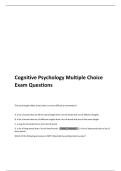 Cognitive Psychology Multiple Choice Exam Questions