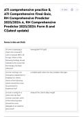 ATI comprehensive practice B&comma; ATI Comprehensive Final Quiz&comma; RN Comprehensive Predictor 2023&sol;2024 A&comma; RN Comprehensive Predictor 2023&sol;2024 Form B and C&lpar;latest update&rpar; 