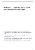 BUILDERS LICENSE MICHIGAN EXAM WITH COMPLETE SOLUTIONS