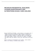MICHIGAN RESIDENTIAL BUILDERS LICENSE MAINTENANCE AND ALTERATIONS EXAM 2 