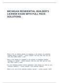 Michigan Residential Builder-s License exam with full pack solutions