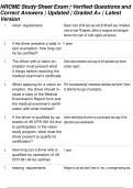 NRCME Study Sheet Exam &vert; Verified Questions & Correct Answers &vert; Latest Version 2025 &vert; Graded A&plus;