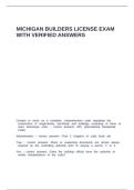 MICHIGAN BUILDERS LICENSE EXAM WITH VERIFIED ANSWERS