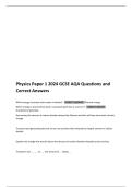 Physics Paper 1 2024 GCSE AQA Questions and Correct Answers
