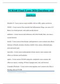 NUR160 Final Exam 2026 Questions and Answers