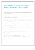 MUN Business 1000- Mid Term 2 Terms Exam Questions With Correct Answers