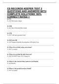 CS RECORDS KEEPER TEST 2 QUESTIONS AND ANSWERS WITH COMPLETE SOLUTIONS 100&percnt; CORRECT RATED &plus;