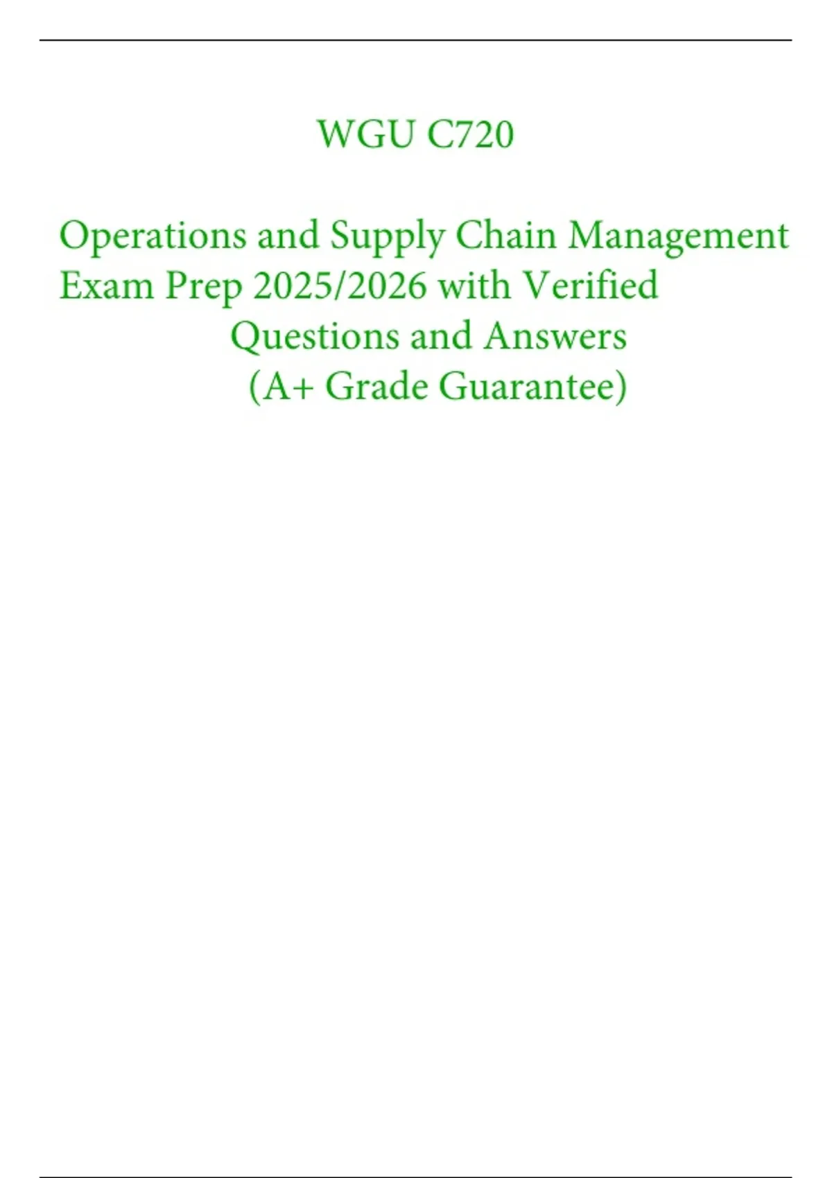 WGU C720 – Operations and Supply Chain Management Exam Prep 2025/2026 ...