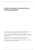 IAHSS ADVANCED EXAM WITH WELL DEFINED ANSWERS
