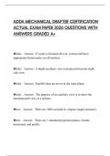 ADDA MECHANICAL DRAFTER CERTIFICATION ACTUAL EXAM PAPER 2026 QUESTIONS WITH ANSWERS GRADED A&plus;