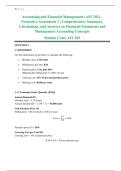 Accounting and Financial Management &lpar;AFC102&rpar; &ndash; Formative Assessment 2 &vert; Comprehensive Summary&comma; Calculations&comma; and Answers on Financial Statements and Management Accounting Concepts Module Code&colon; AFC102