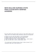 NEW ZEALAND NURSING STATE FINALS EXAM WITH VERIFIED ANSWERS