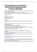 Orthopedic Nurse Certification  Exam Practice Questions And  Answers 2025&sol;2026