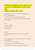 Orthopedic Nursing Review Course Questions And Answers With Verified Solutions Already Passed Latest Updated 2025&sol;2026&vert;&vert; 100&percnt;  Correct&period;