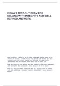 Cigna&rsquo;s Test-Out Exam for Selling with Integrity and well defined answers