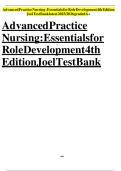 Advanced Practice Nursing&colon; Essentials for Role Development 4th Edition by Joel &ndash; Accredited Test Bank &vert; Verified Questions&comma; Comprehensive Answers&comma; and Case-Based Learning for Nurse Practitioner & Graduate Nursing Students &lpar;2025&sol;2026 Update&rpar;