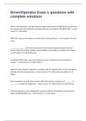Driver&sol;Operator Exam 1 questions with complete solutions