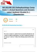 NR 283&sol;NR 283 Pathophysiology Comp Exam 1 &vert; Actual Questions and Answers Latest Updated 2025&sol;2026 &lpar;Graded A&plus;&rpar; -Chamberlain