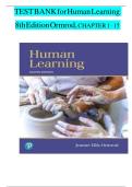 Test Bank for Human Learning&comma; 8th Edition by Jeanne Ormrod&comma; Jeanne Ellis Ormrod&vert;9780134893662&vert; All Chapters 1-15&vert; LATEST