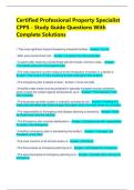 Certified Professional Property Specialist CPPS - Study Guide Questions With Complete Solutions