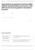 Illinois Field Crop Applicators Test Exam &lpar;2025&rpar; UPDATE Verified Questions And Answers &vert; With 100&percnt; Correct Answers graded A&plus; Guaranteed Success&excl;&excl;