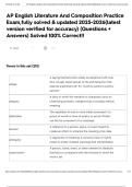 AP English Literature And Composition Practice Exam&comma;fully solved & updated 2025-2026&lpar;latest version verified for accuracy&rpar; &lpar;Questions &plus; Answers&rpar; Solved 100&percnt; Correct&excl;&excl;