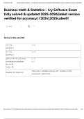 Business Math & Statistics - Ivy Software Exam fully solved & updated 2025-2026&lpar;latest version verified for accuracy&rpar; &vert; 20242025Latest&excl;&excl;