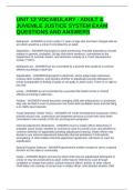 UNIT 12 VOCABULARY - ADULT & JUVENILE JUSTICE SYSTEM EXAM QUESTIONS AND ANSWERS
