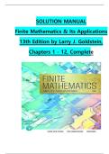Solution Manual &ndash; Finite Mathematics and Its Applications&comma; 13th Edition by Larry J&period; Goldstein &vert; Verified Complete Version