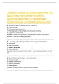 SECURITY GUARD LICENSING EXAM PRACTICE  QUESTIONS AND CORRECT ANSWERS  &lpar;VERIFIED ANSWERS&rpar; PLUS RATIONALES  2025&vert;2026 Q&A &vert; INSTANTDOWNLOAD PDF