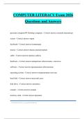 COMPUTER LITERACY Exam 2026 Questions and Answers